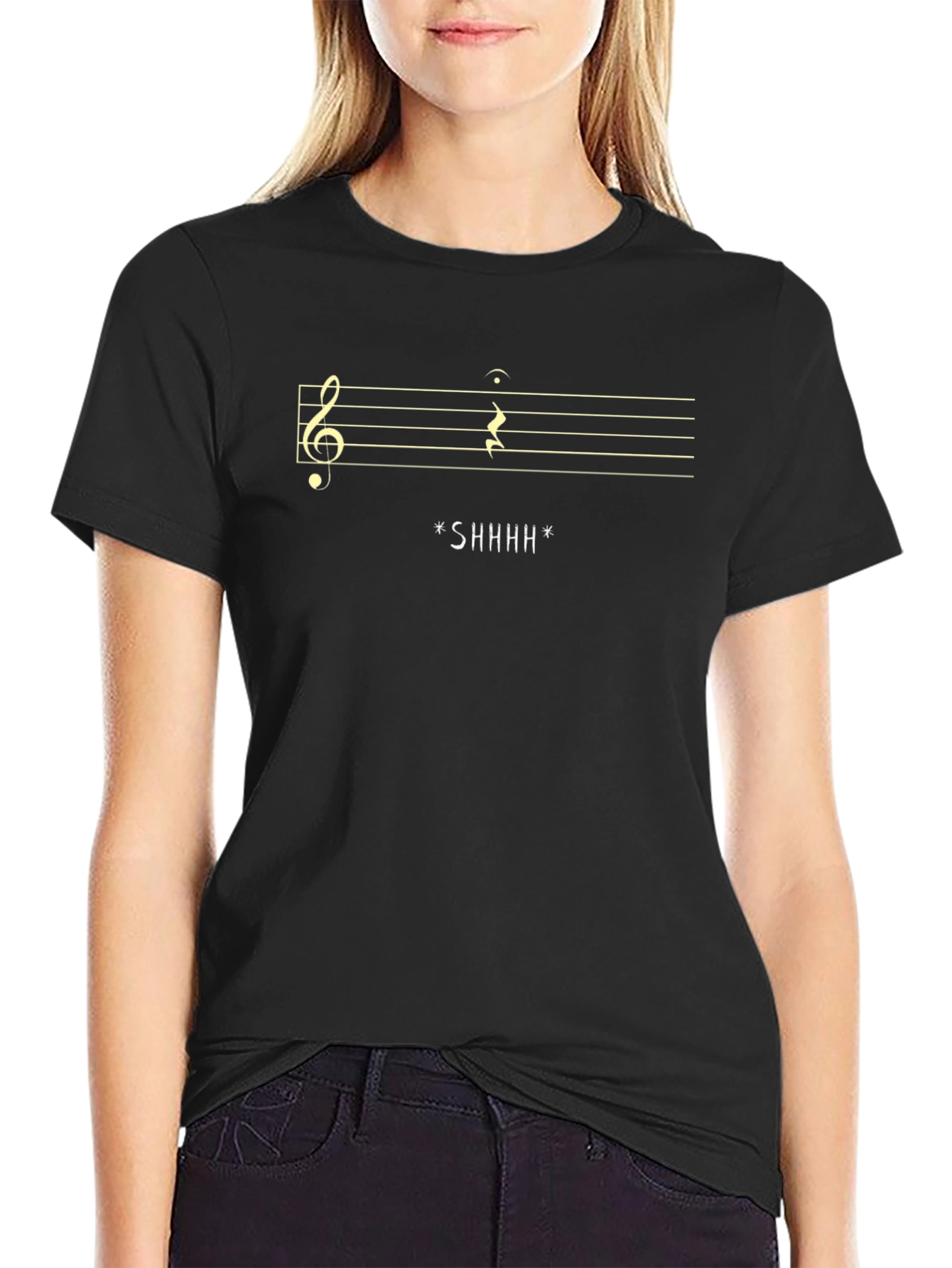 Shhh Music T-Shirt - Clever Treble Clef Rest Design