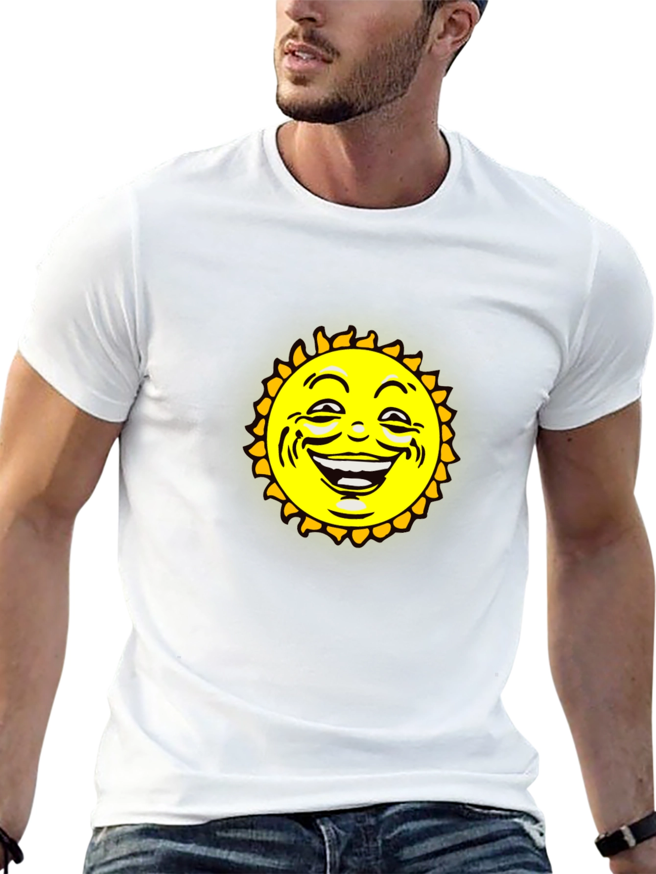 Smiling Sun Graphic Black T-Shirt
