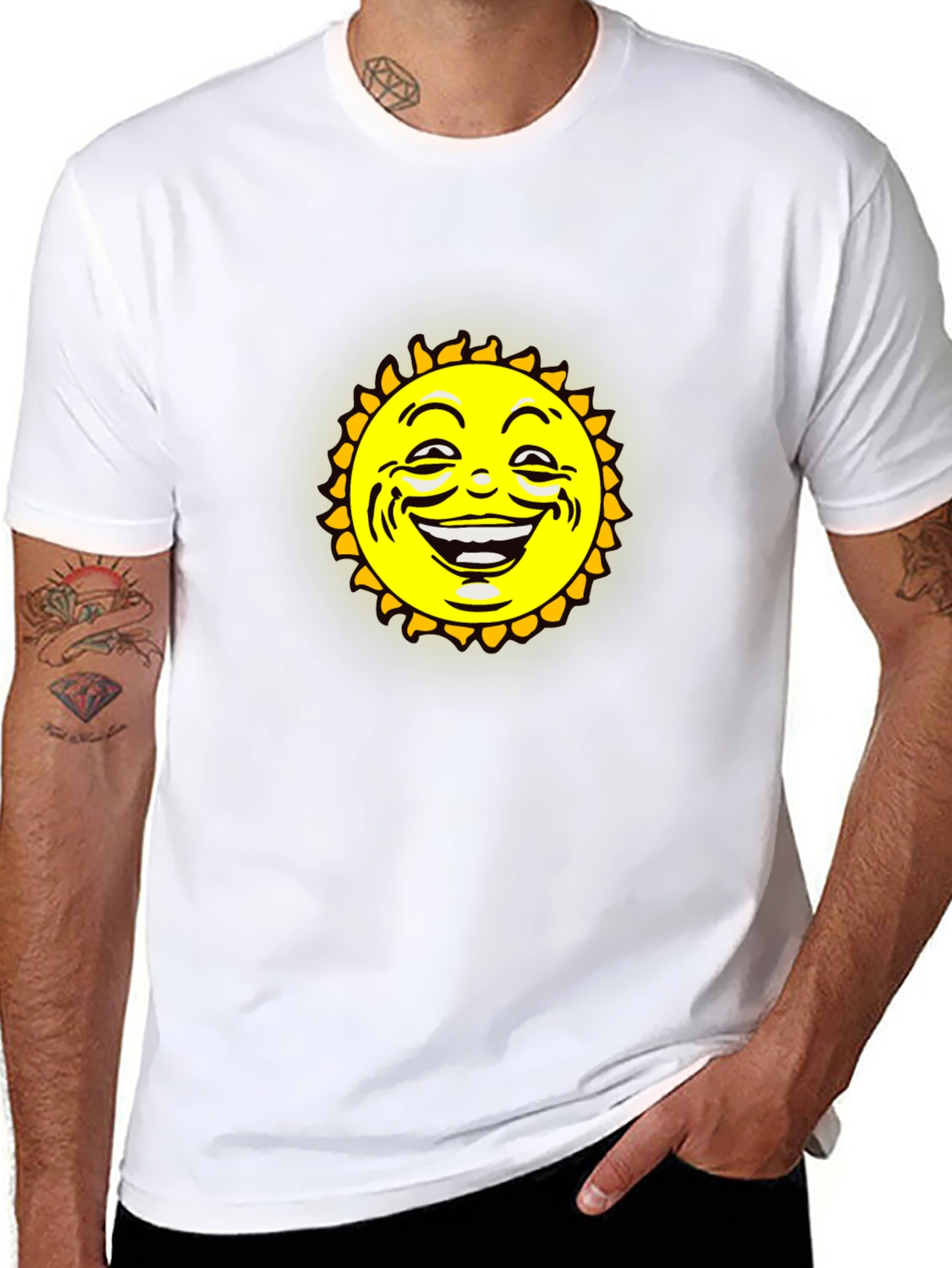 Smiling Sun Graphic Black T-Shirt