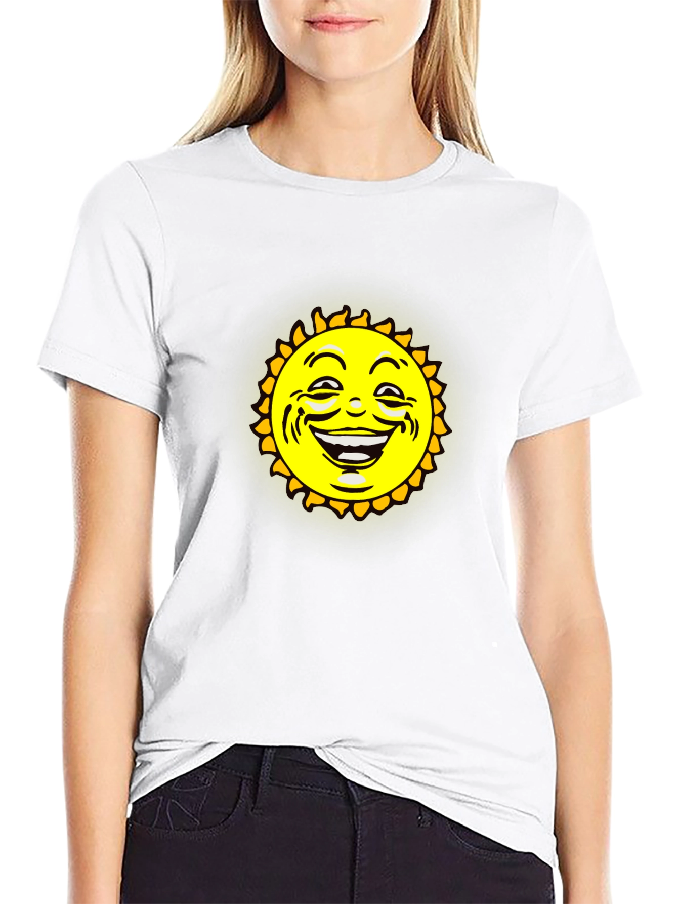 Smiling Sun Graphic Black T-Shirt