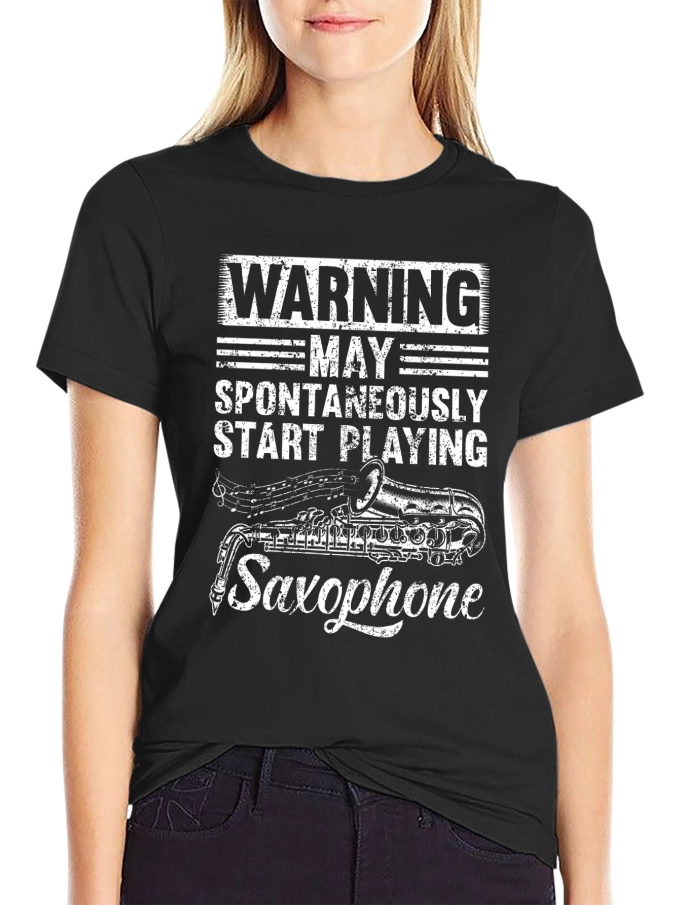 Warning May Spontaneously Play Saxophone T-Shirt