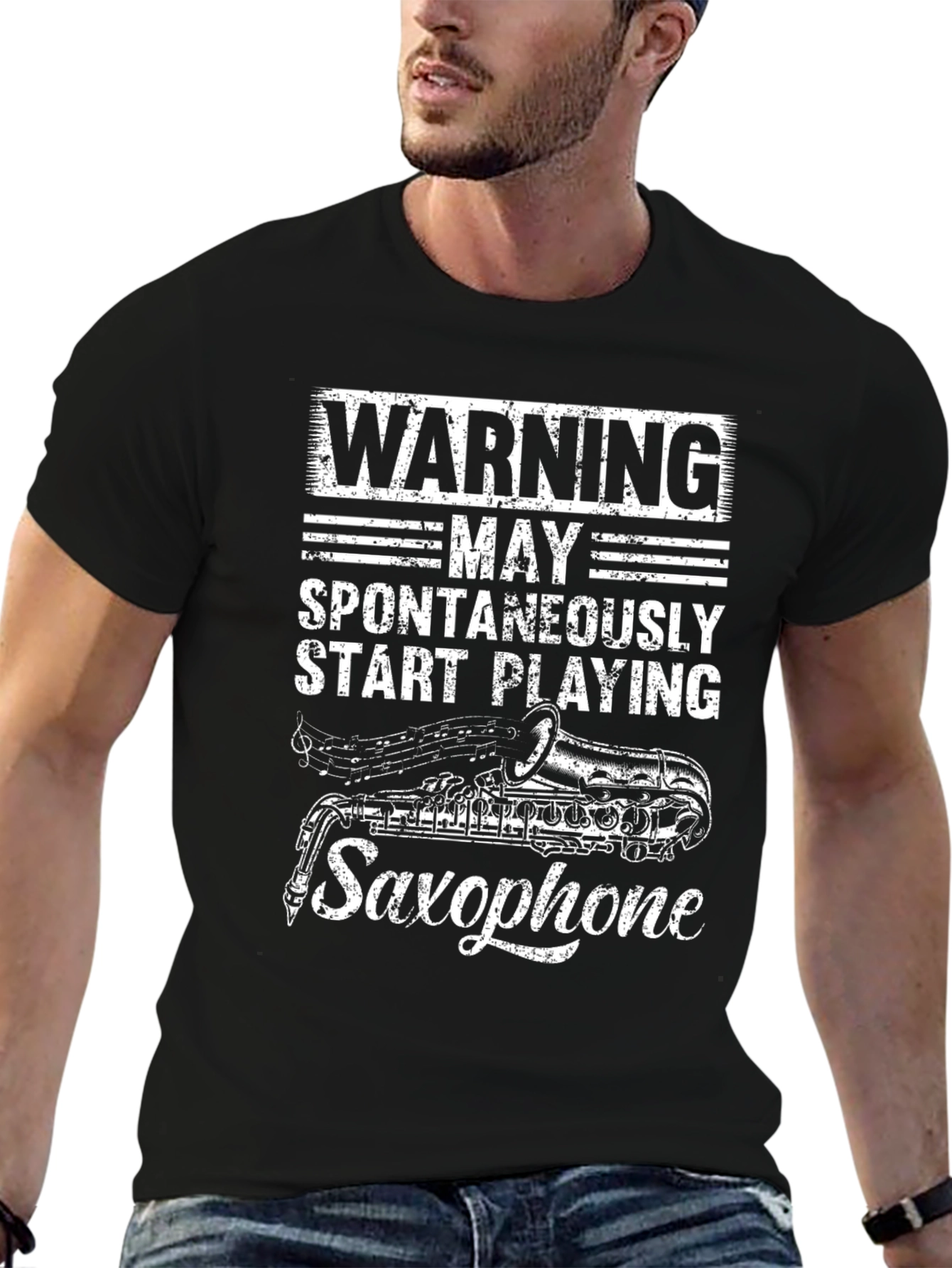 Warning May Spontaneously Play Saxophone T-Shirt