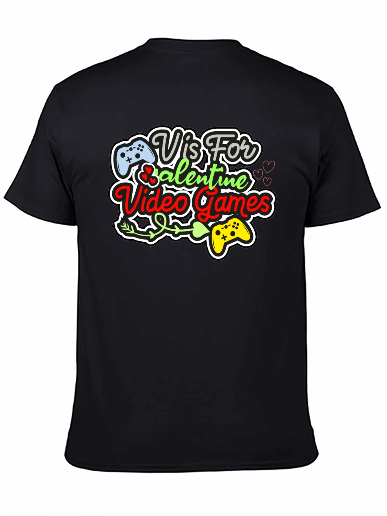 Gamer Valentines Day Black Graphic Tee