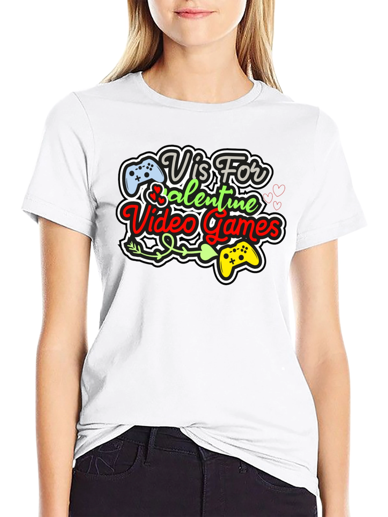 Gamer Valentines Day Black Graphic Tee