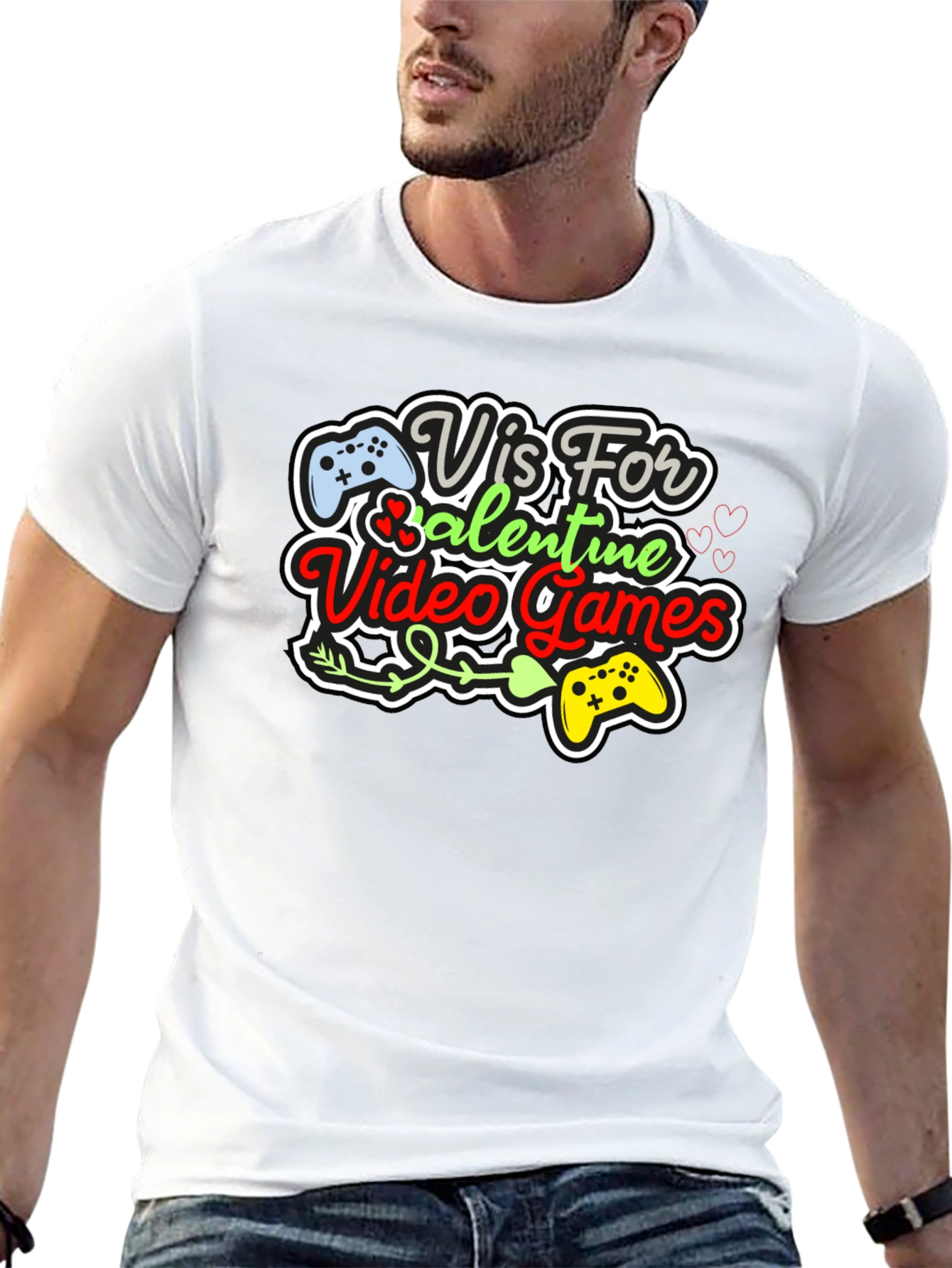 Gamer Valentines Day Black Graphic Tee