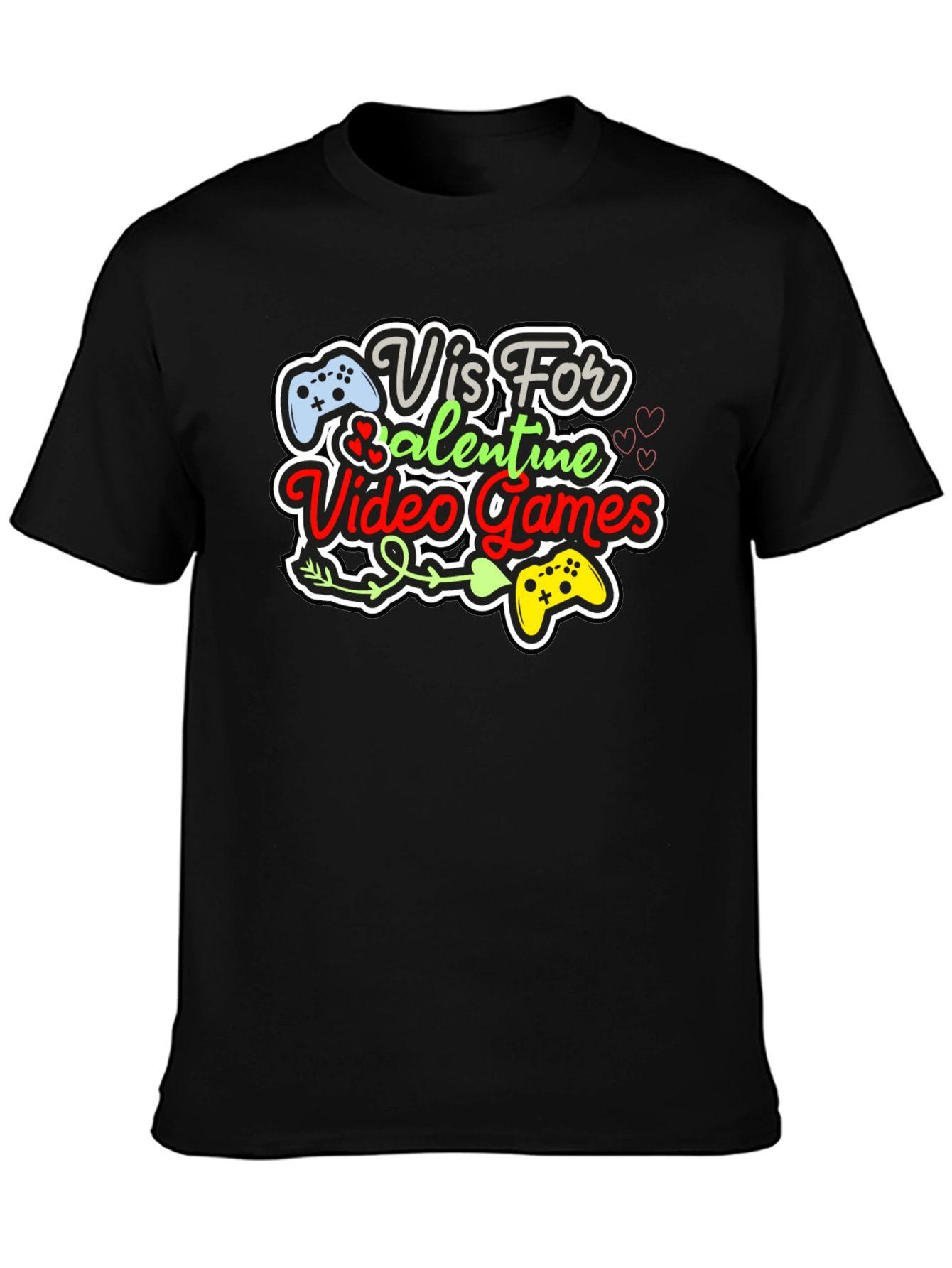 Gamer Valentines Day Black Graphic Tee