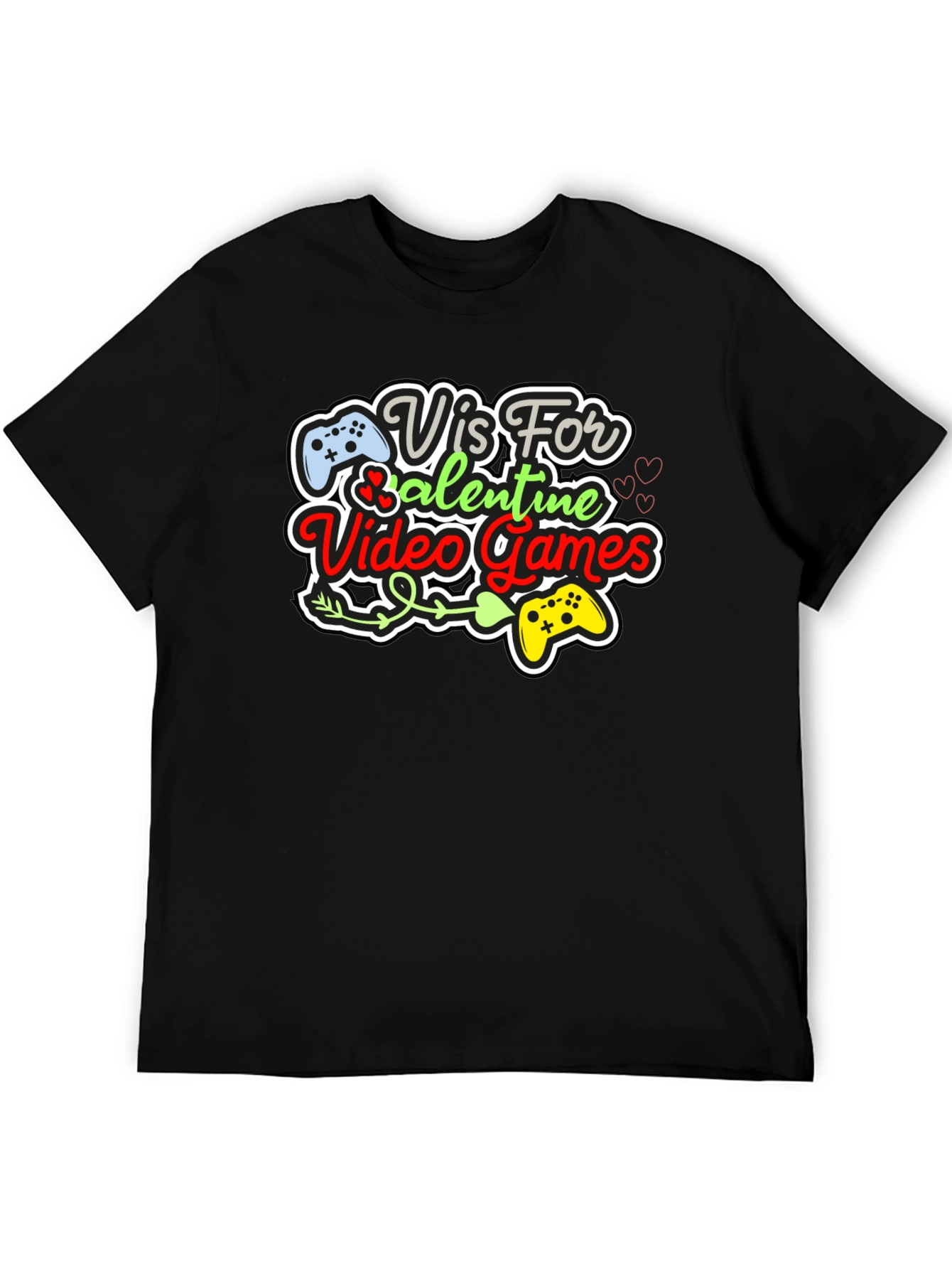 Gamer Valentines Day Black Graphic Tee