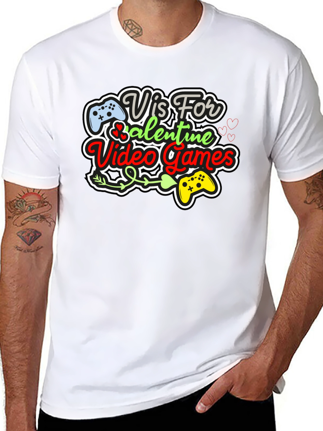 Gamer Valentines Day Black Graphic Tee