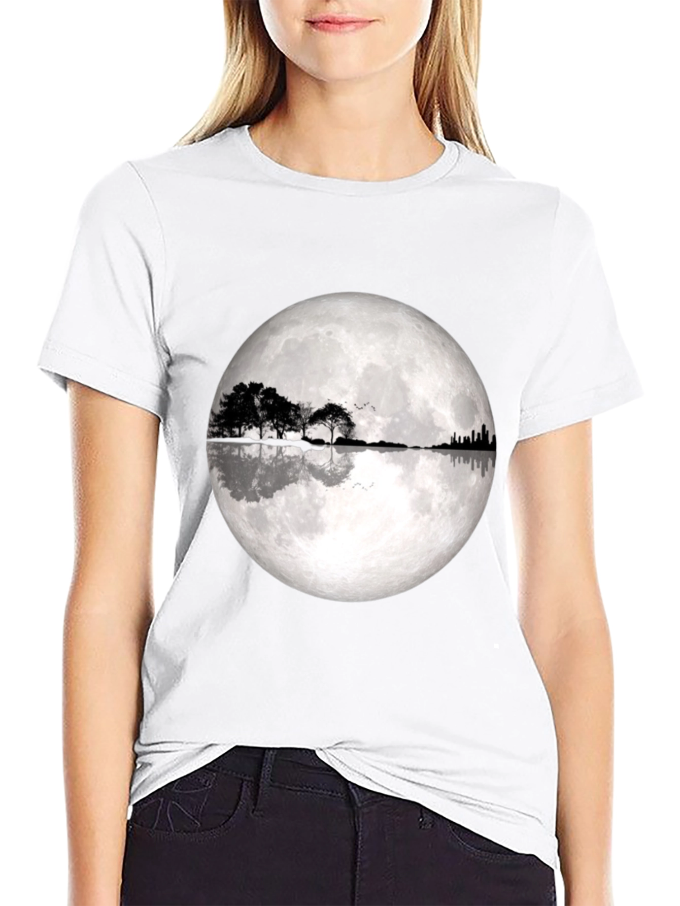 Moonlight Trees Graphic T-Shirt - Black