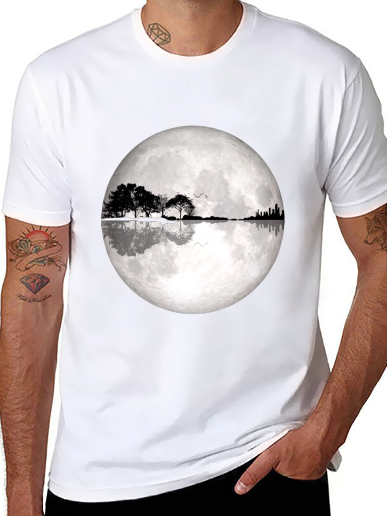 Moonlight Trees Graphic T-Shirt - Black