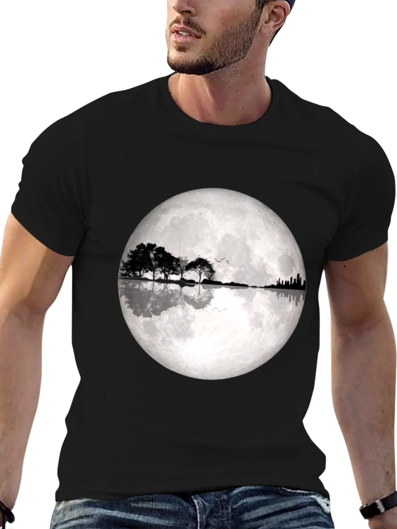 Moonlight Trees Graphic T-Shirt - Black