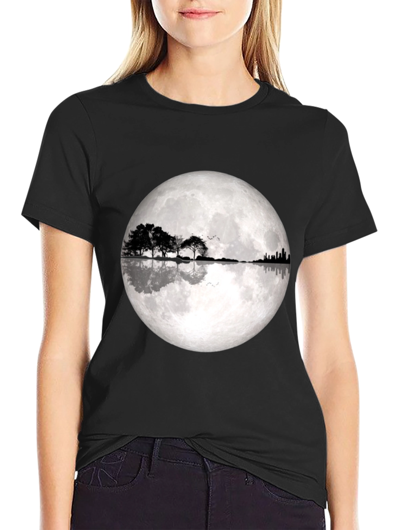 Moonlight Trees Graphic T-Shirt - Black