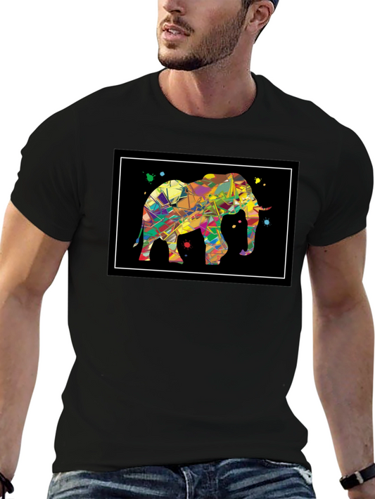 Abstract Elephant Graphic Black T-Shirt