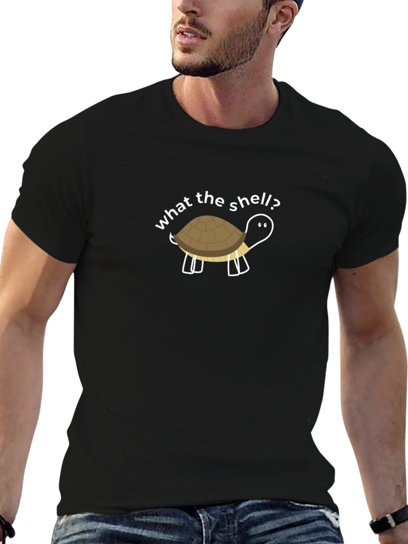 What the Shell? Turtle Graphic Black T-Shirt
