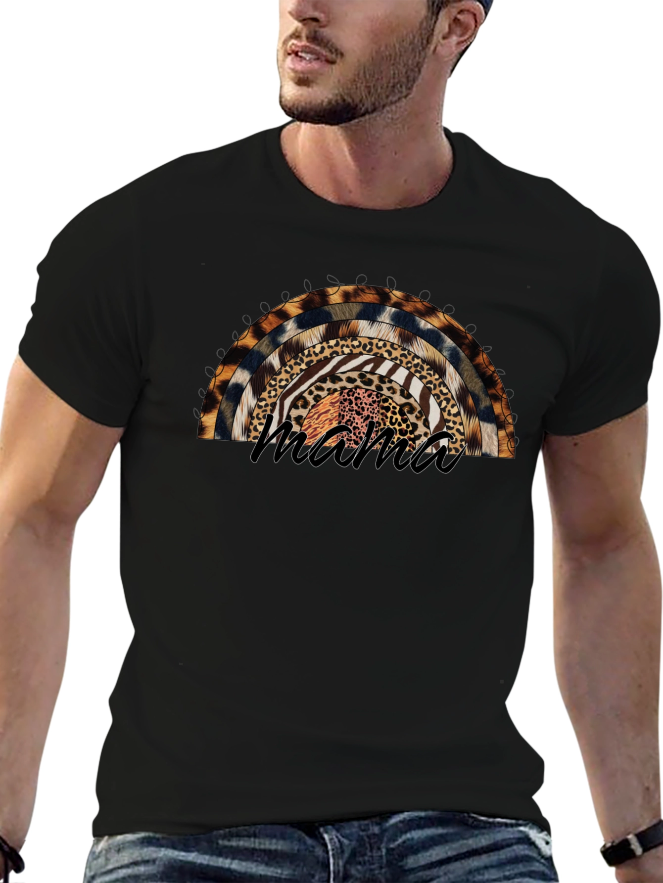 Mama Animal Print Rainbow T-Shirt
