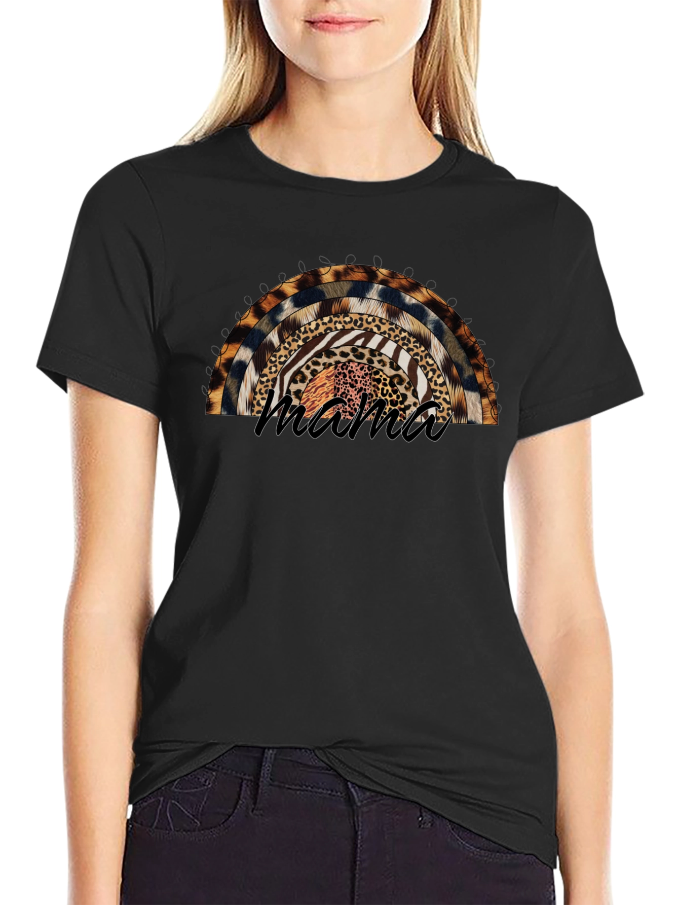 Mama Animal Print Rainbow T-Shirt