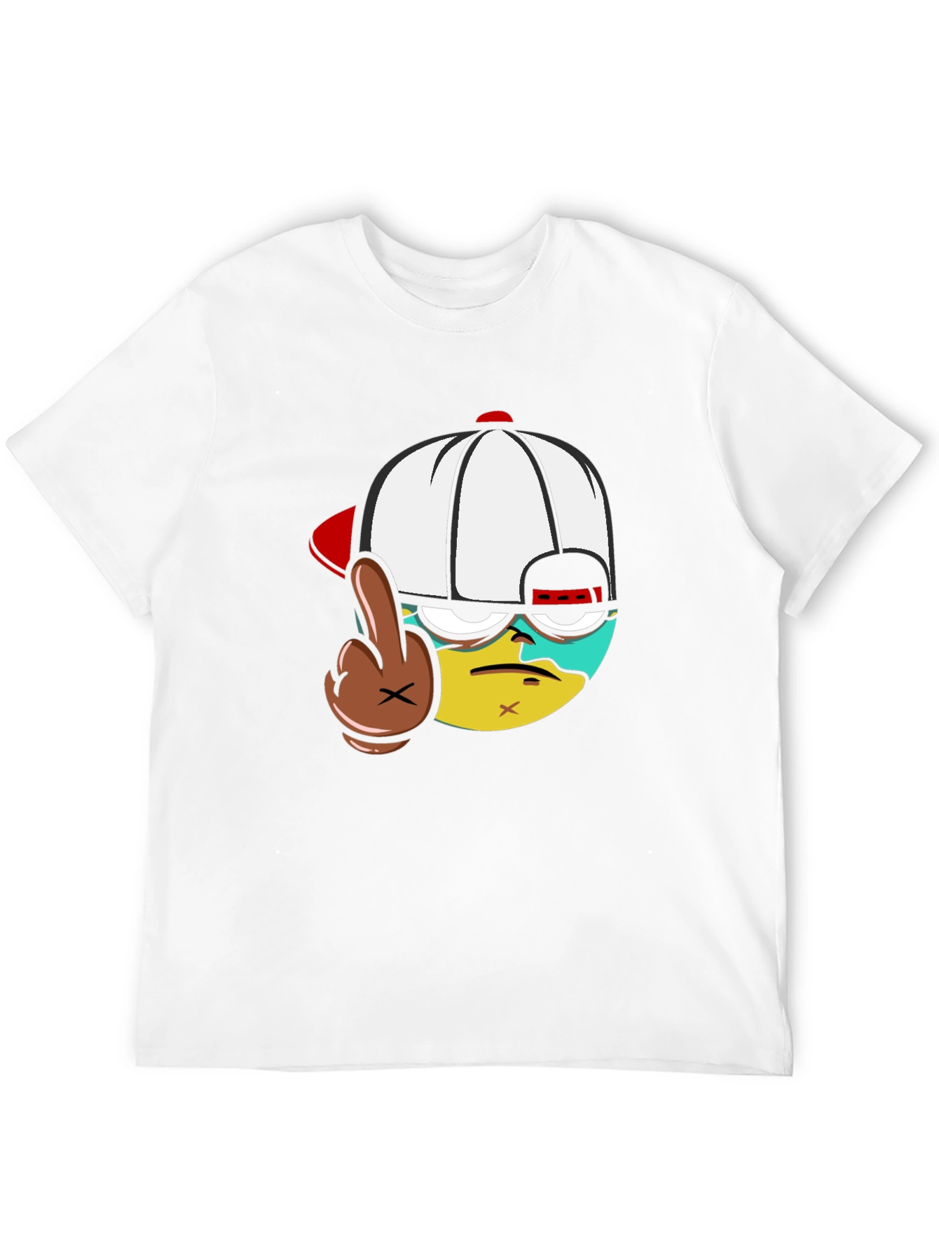 Cartoon Character Flip-Off Black T-Shirt