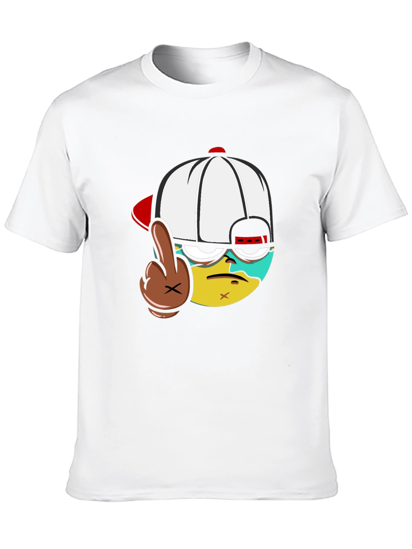 Cartoon Character Flip-Off Black T-Shirt