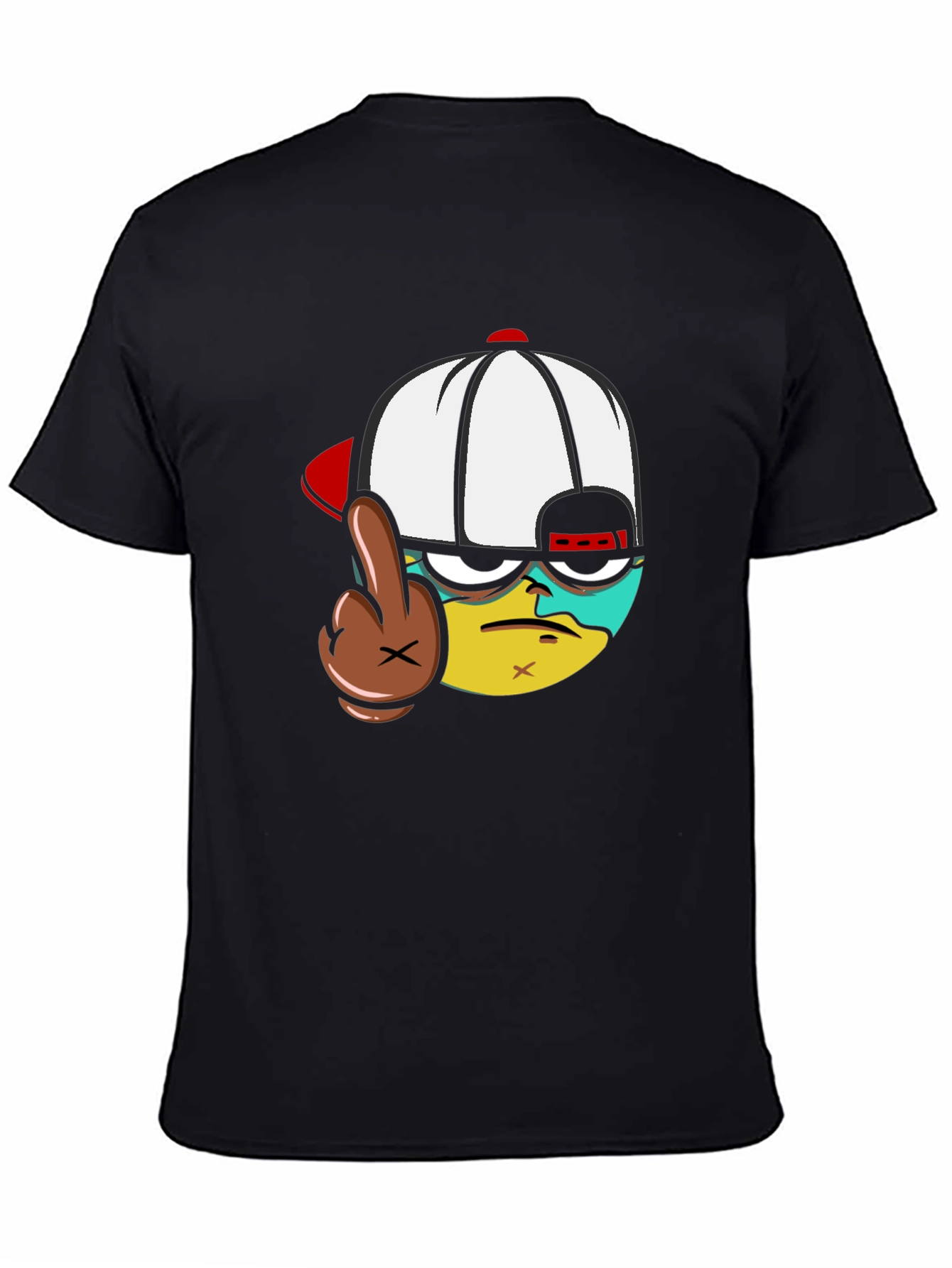 Cartoon Character Flip-Off Black T-Shirt