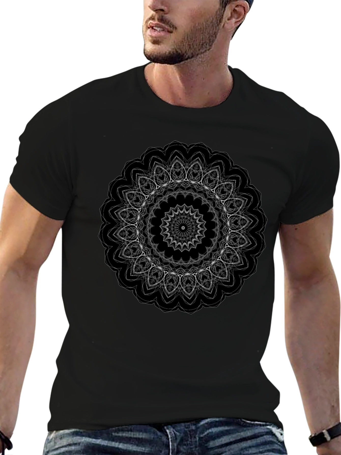 Black Mandala Graphic T-Shirt - Stylish Mens Tee