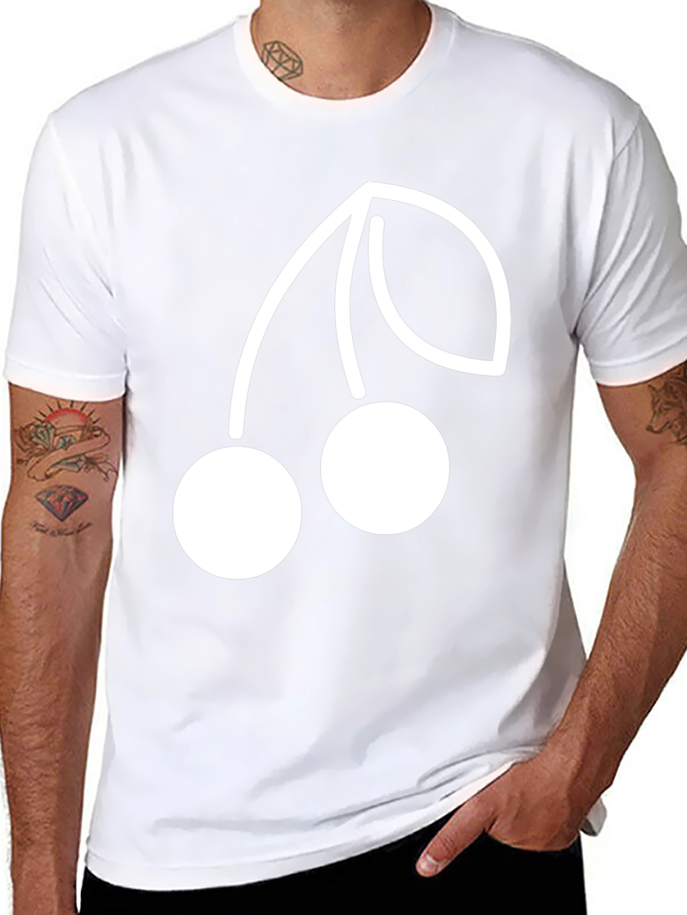 Cherry Graphic Tee - Black Casual Cotton T-Shirt