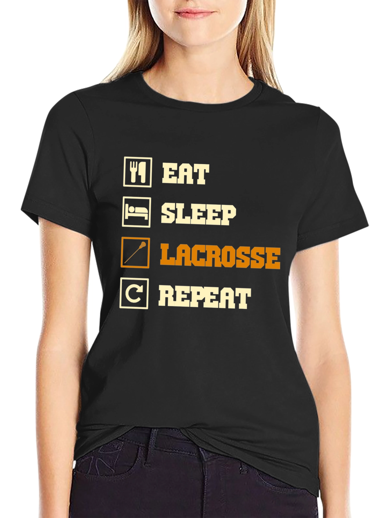 Eat Sleep Lacrosse Repeat Graphic Tee