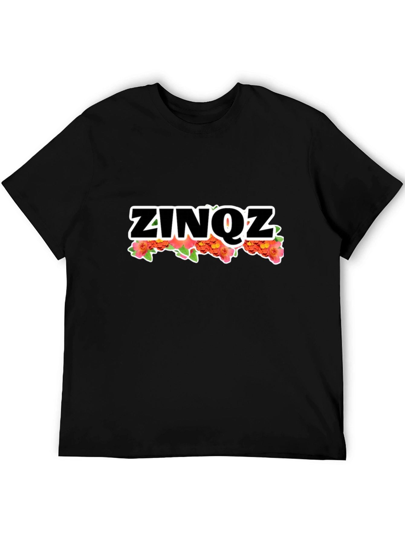 ZINOZ Floral Tee - Stylish Black Cotton T-Shirt