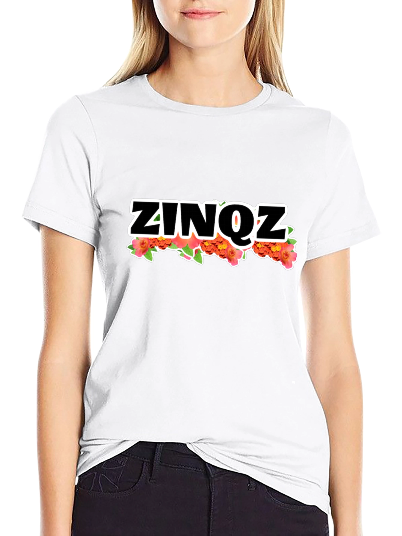 ZINOZ Floral Tee - Stylish Black Cotton T-Shirt