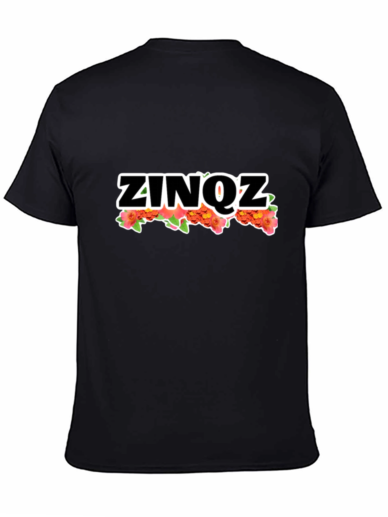 ZINOZ Floral Tee - Stylish Black Cotton T-Shirt