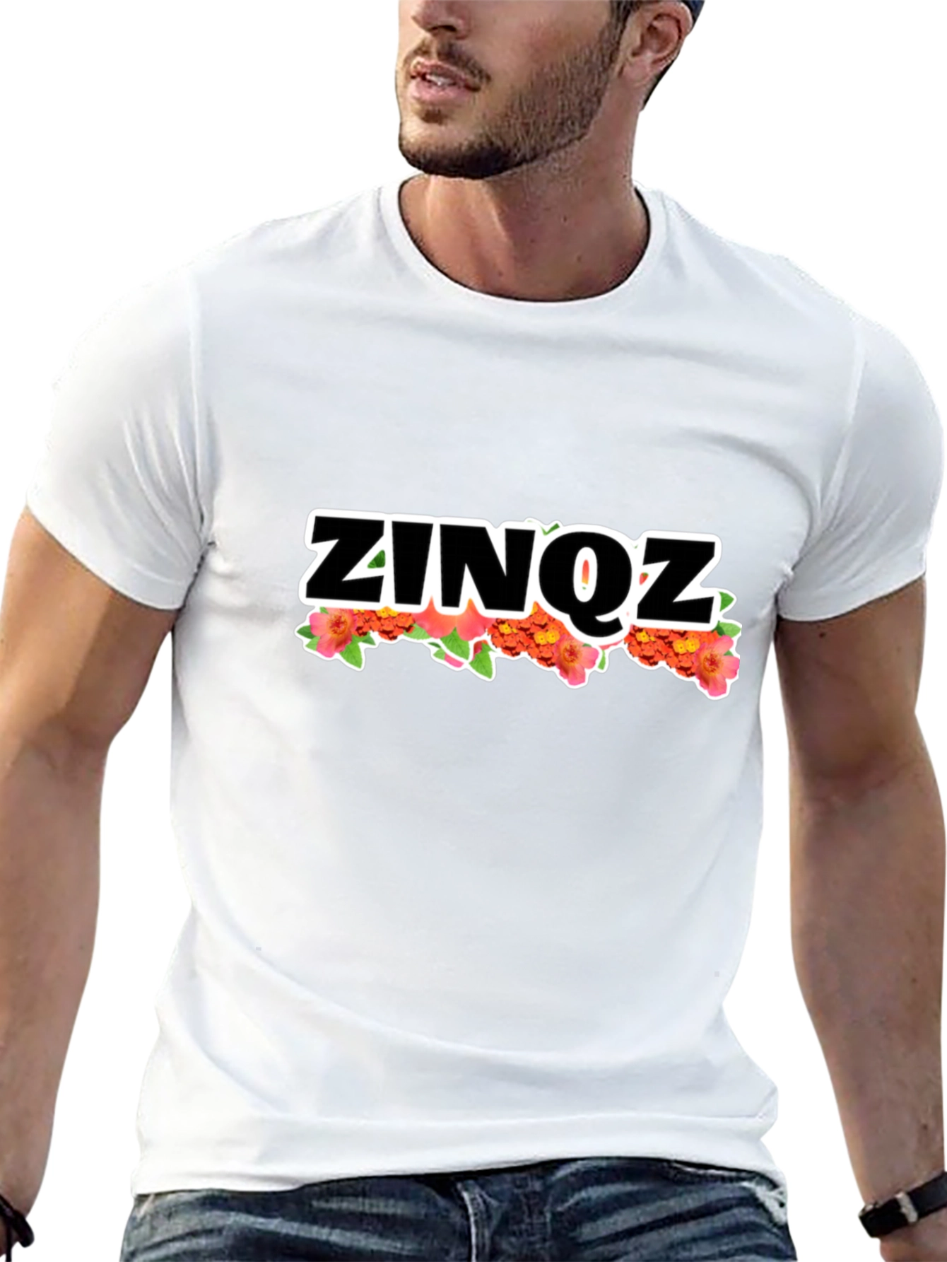 ZINOZ Floral Tee - Stylish Black Cotton T-Shirt