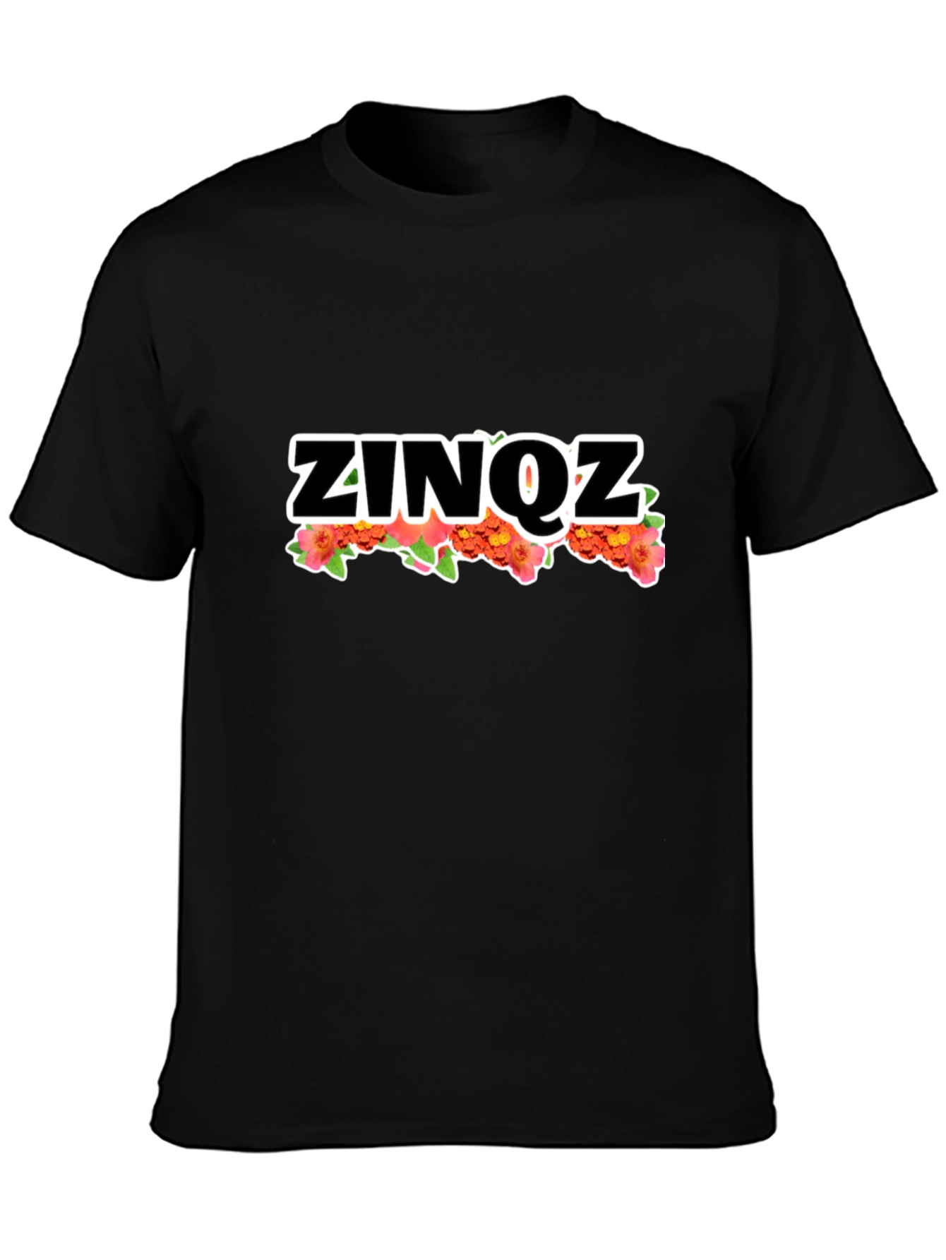 ZINOZ Floral Tee - Stylish Black Cotton T-Shirt