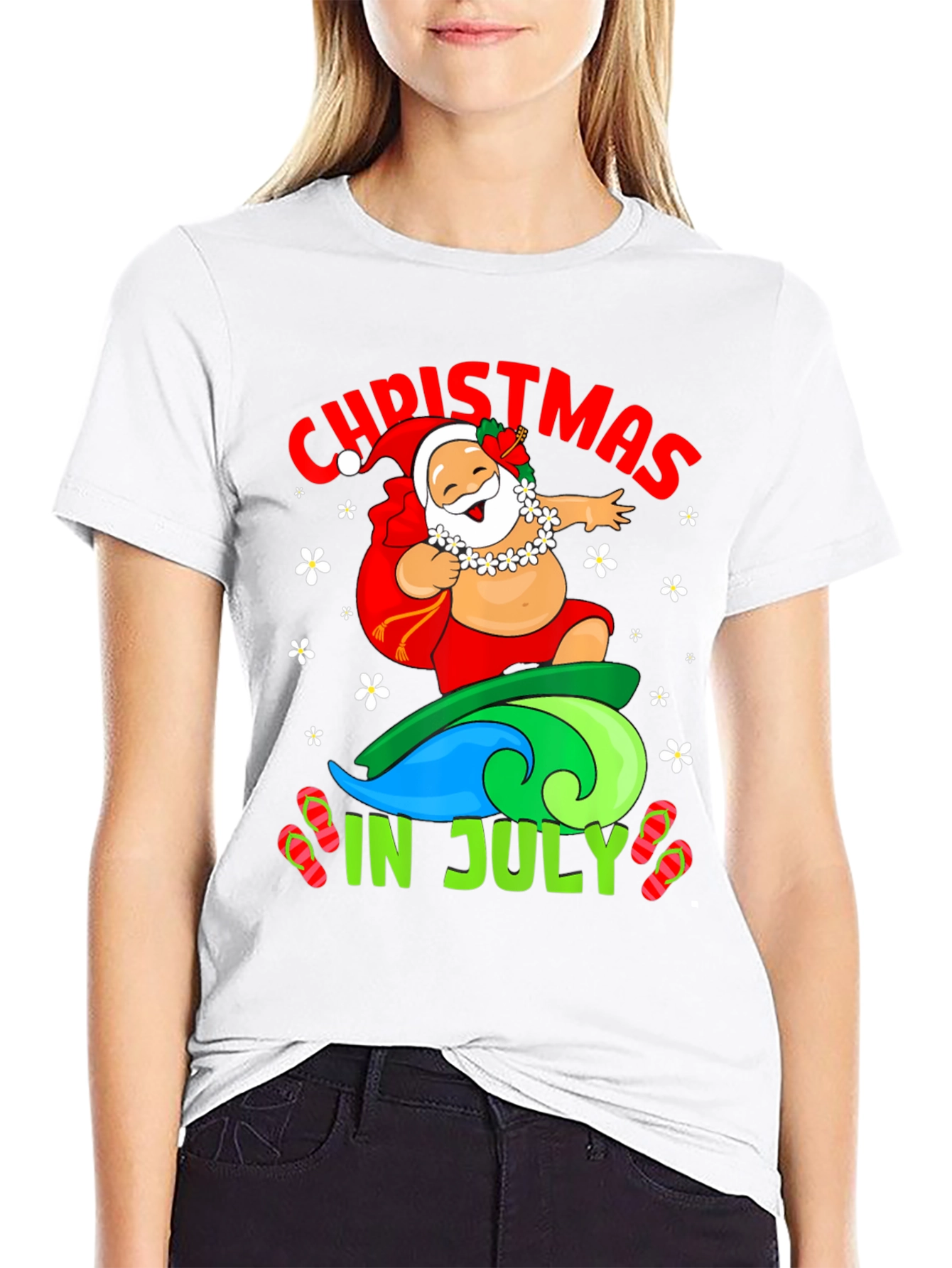 Christmas in July Santa Surfing T-Shirt