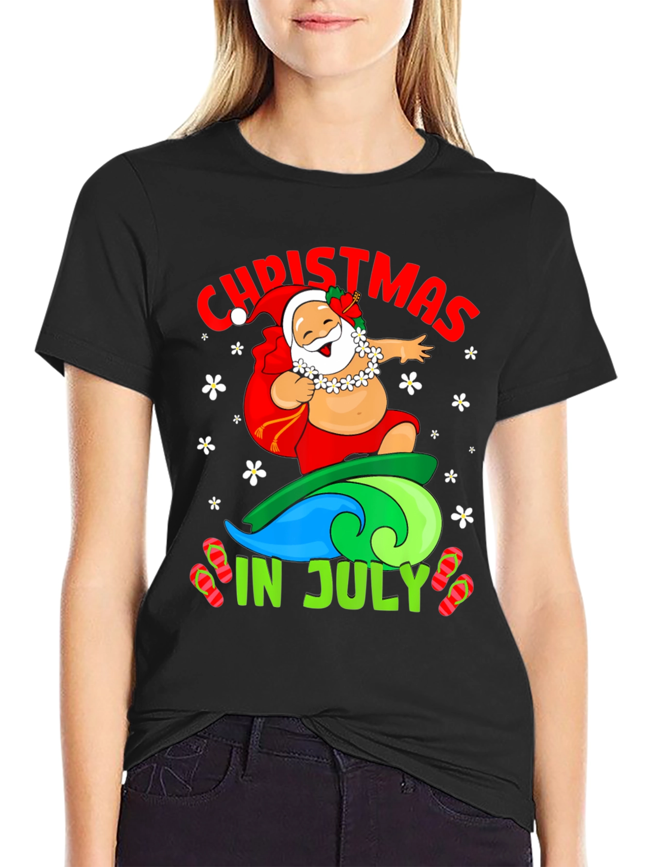 Christmas in July Santa Surfing T-Shirt