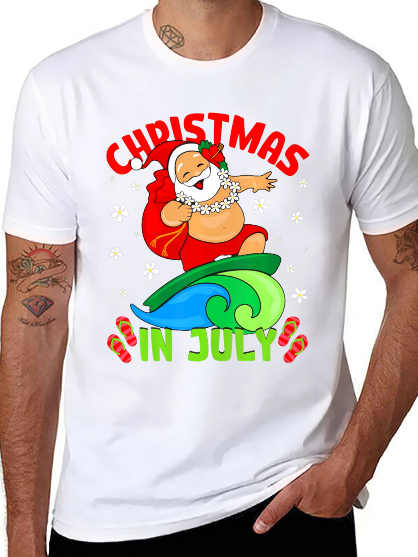 Christmas in July Santa Surfing T-Shirt