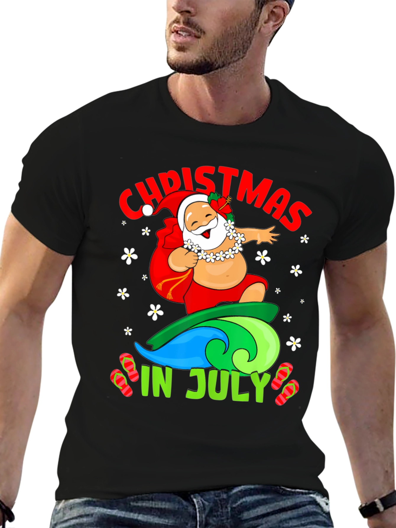 Christmas in July Santa Surfing T-Shirt