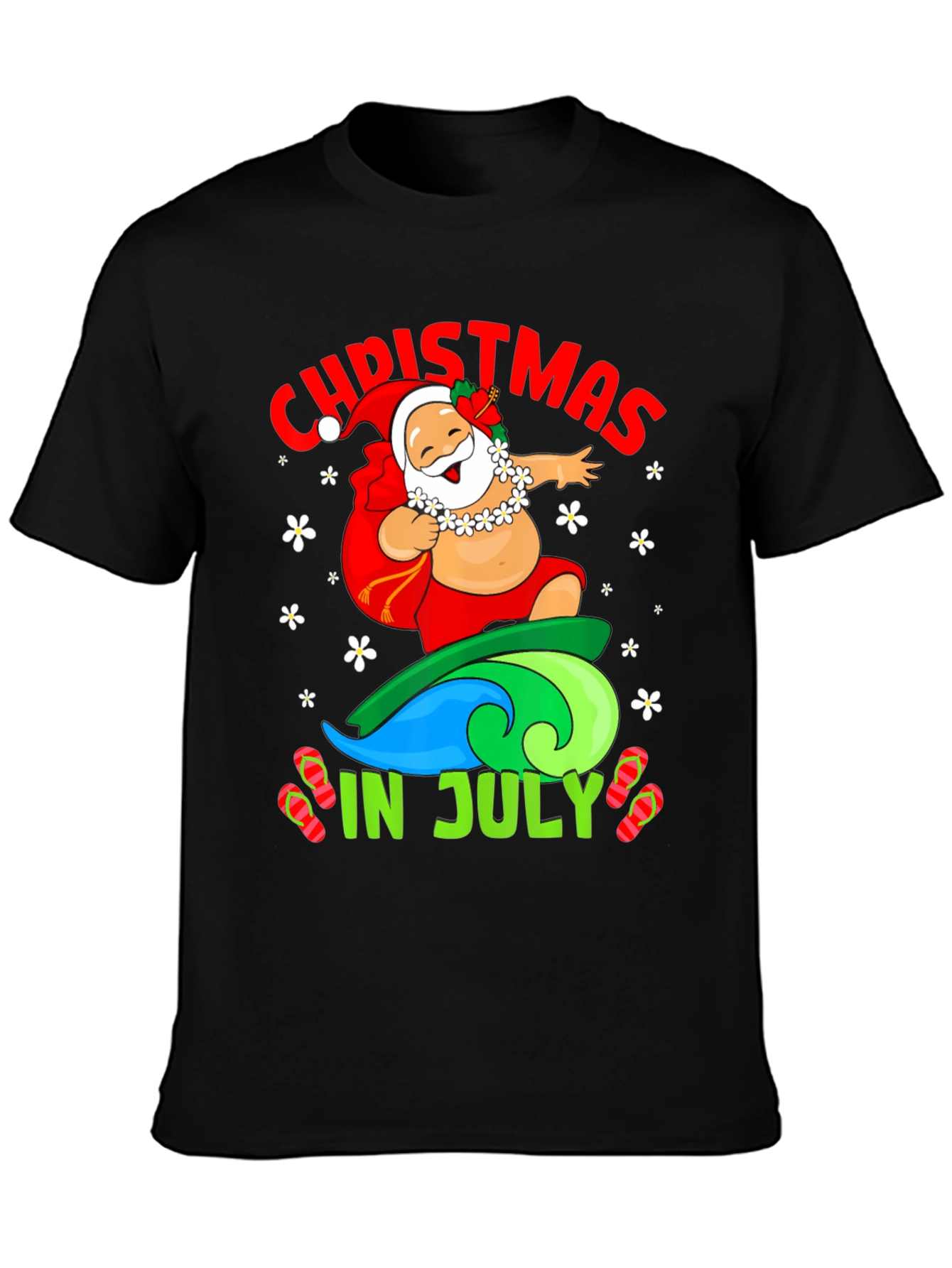 Christmas in July Santa Surfing T-Shirt