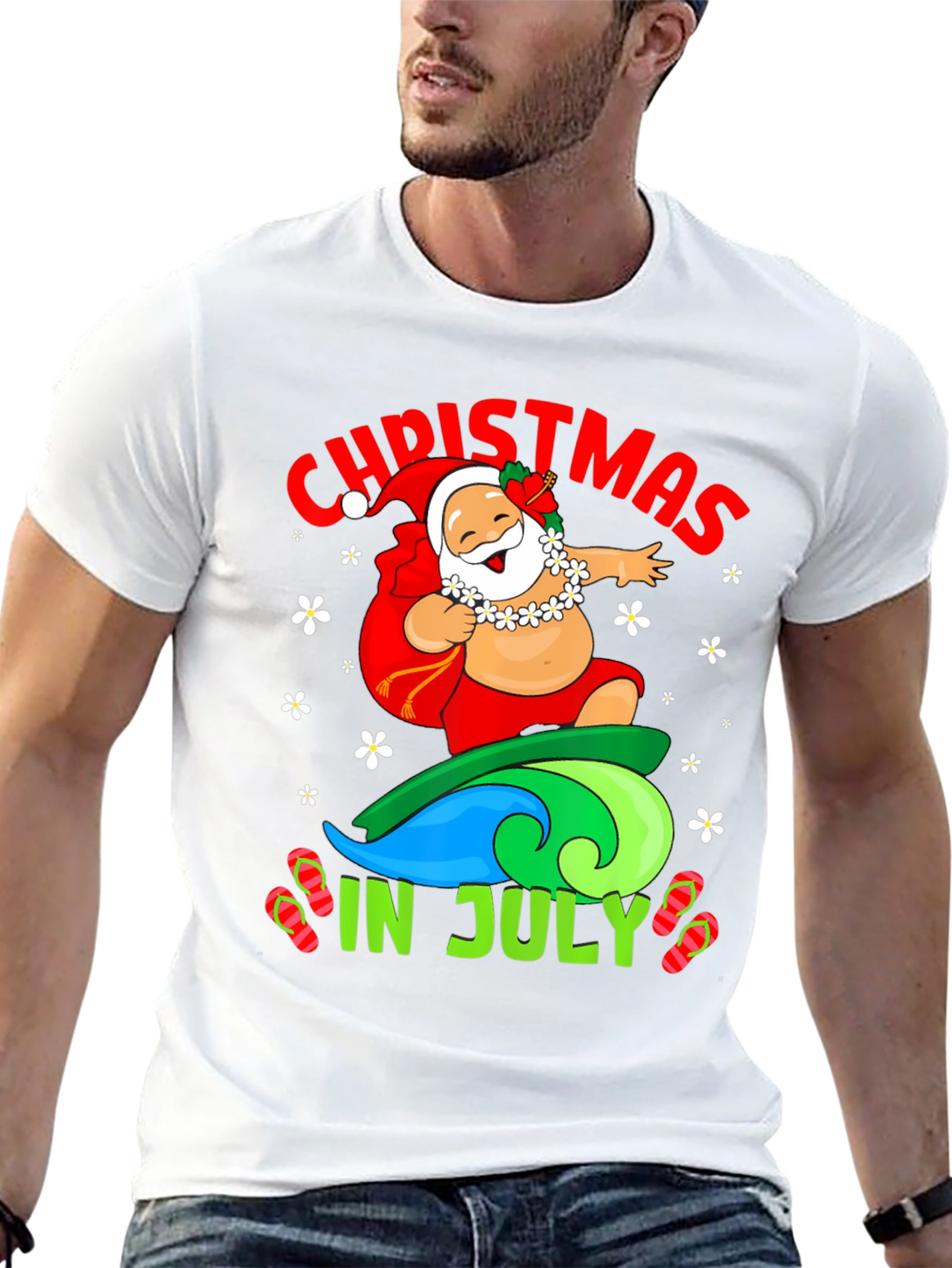 Christmas in July Santa Surfing T-Shirt