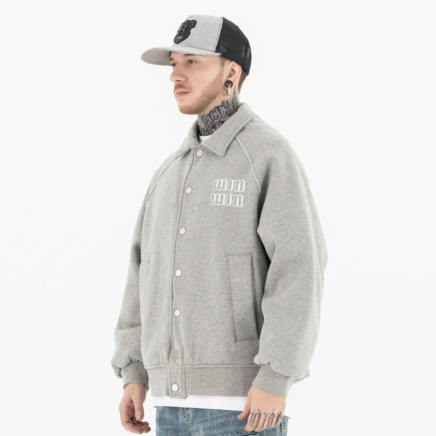 Solid Color New Logo Collar Casual Jacket Men's Baseball Jacket