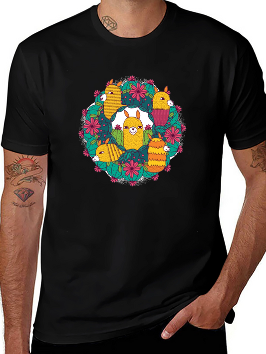 Llama Cactus Wreath Graphic Tee