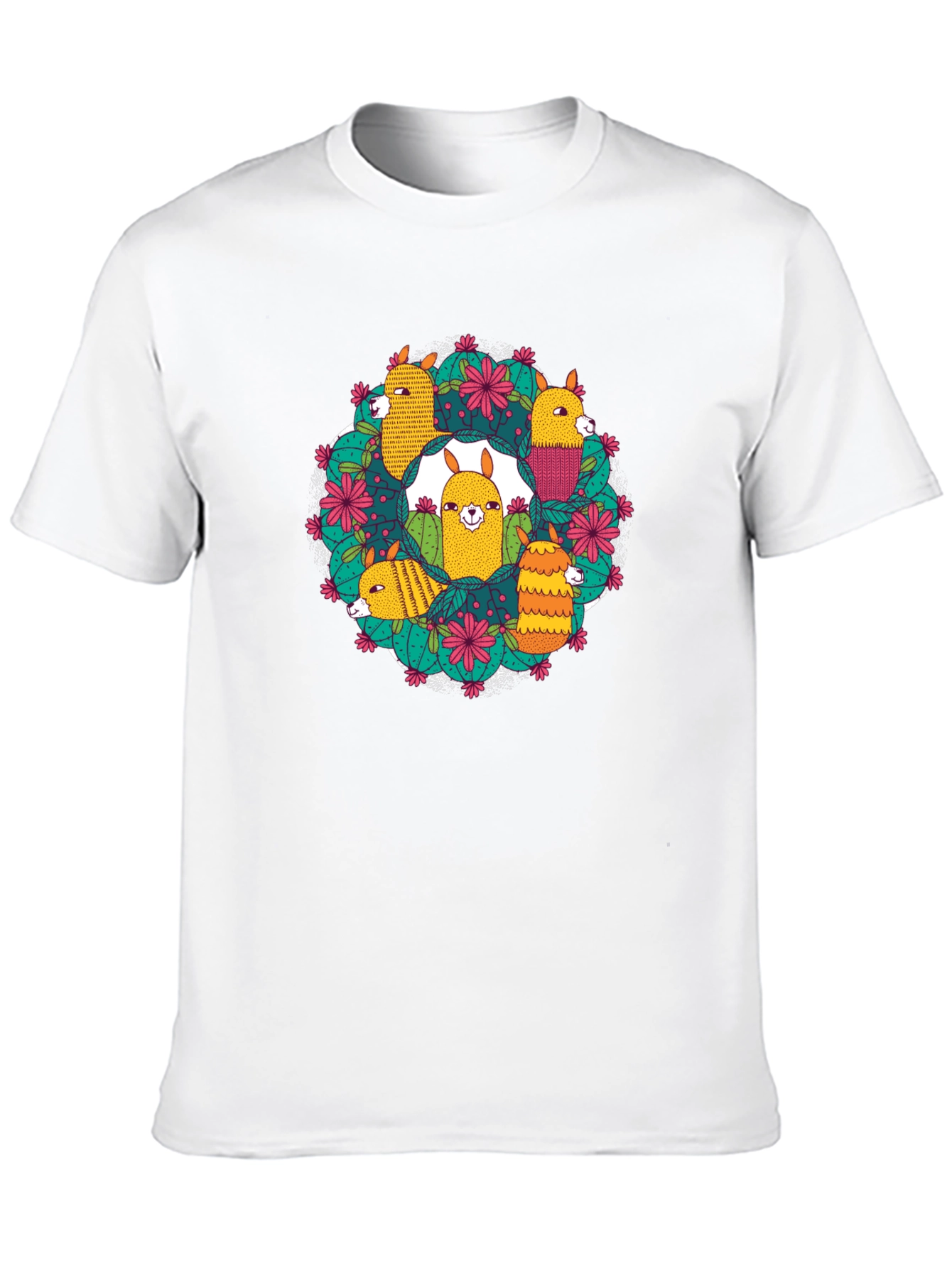 Llama Cactus Wreath Graphic Tee