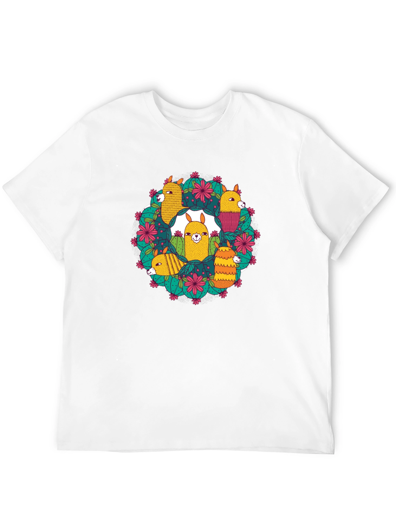 Llama Cactus Wreath Graphic Tee
