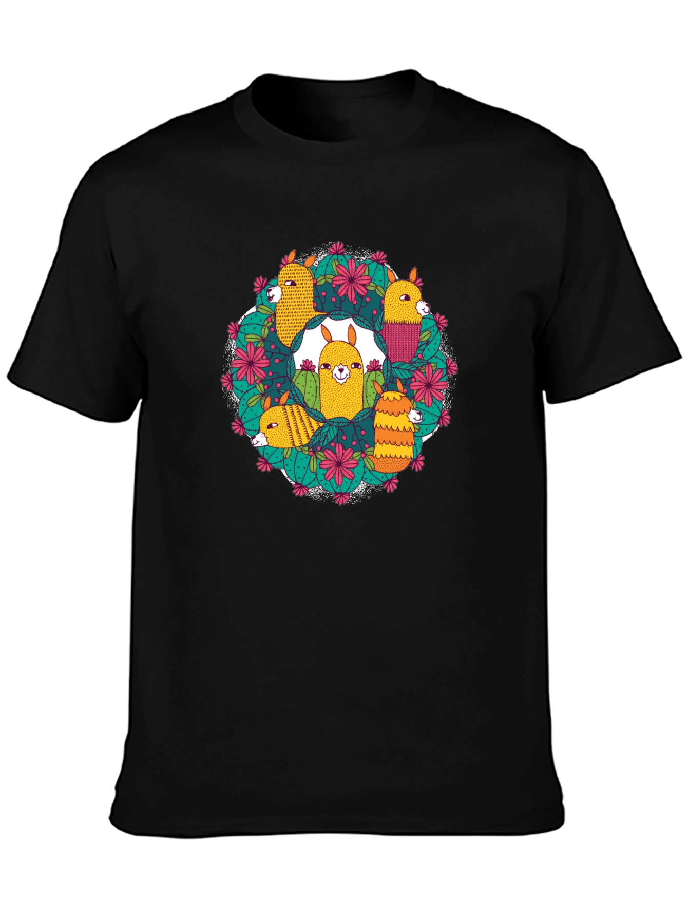Llama Cactus Wreath Graphic Tee