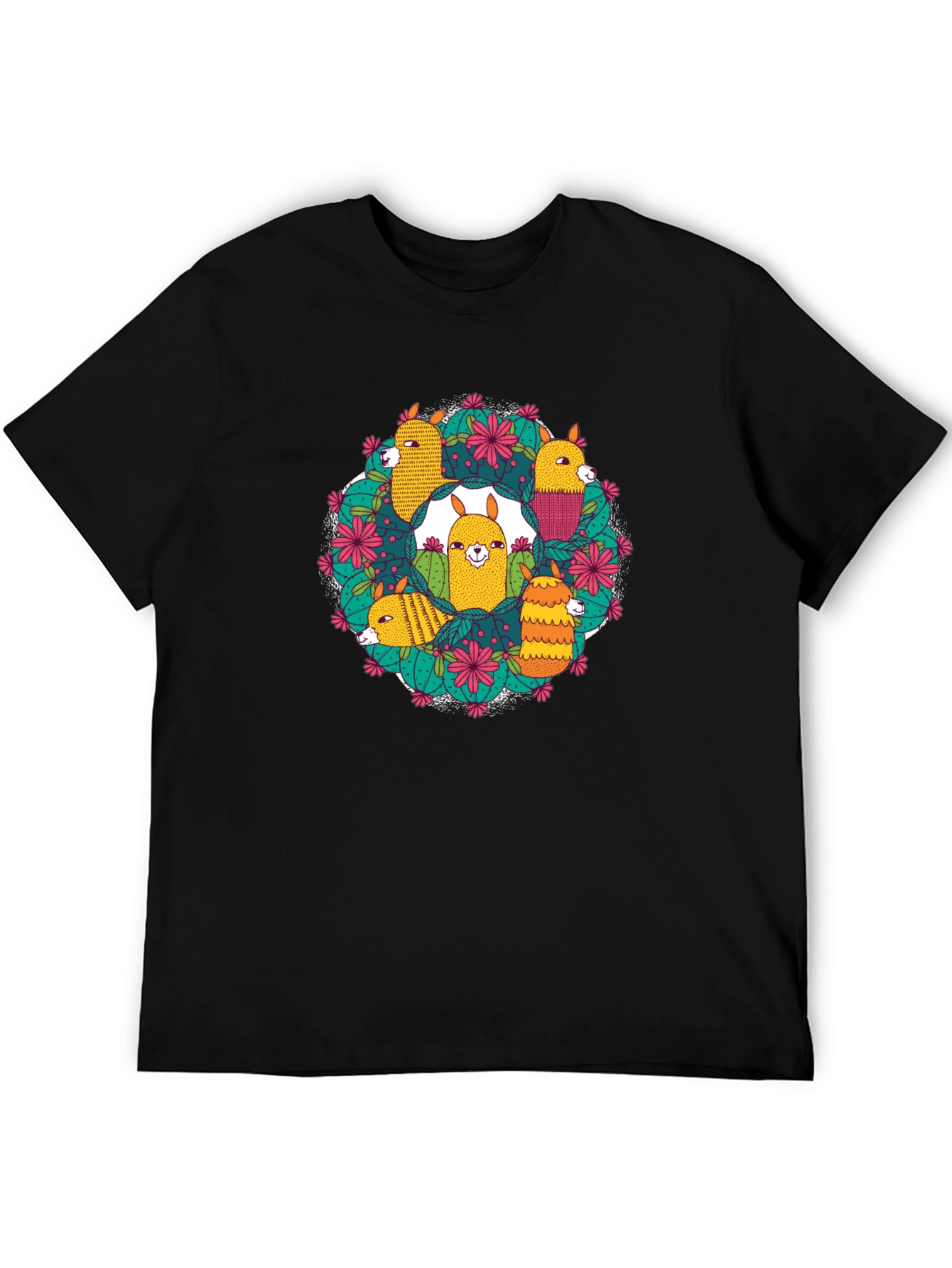 Llama Cactus Wreath Graphic Tee