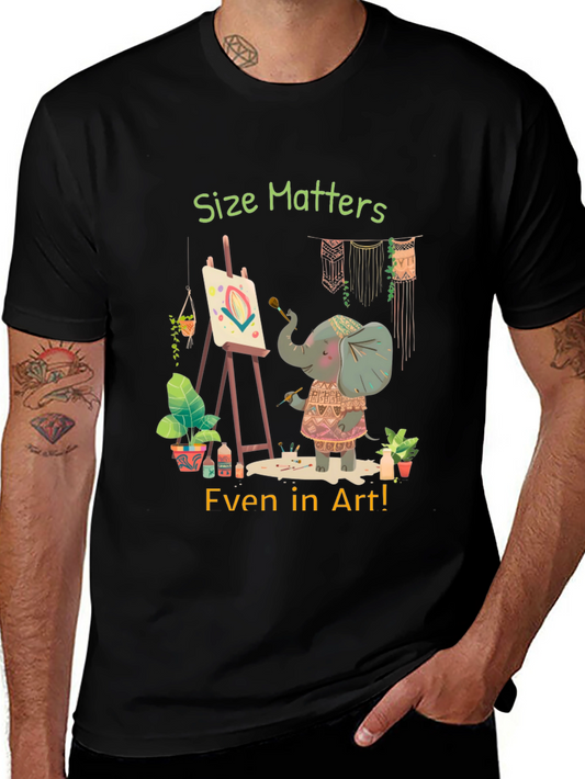 Elephant Artist Graphic Tee - Size Matters Funny Art Shirt