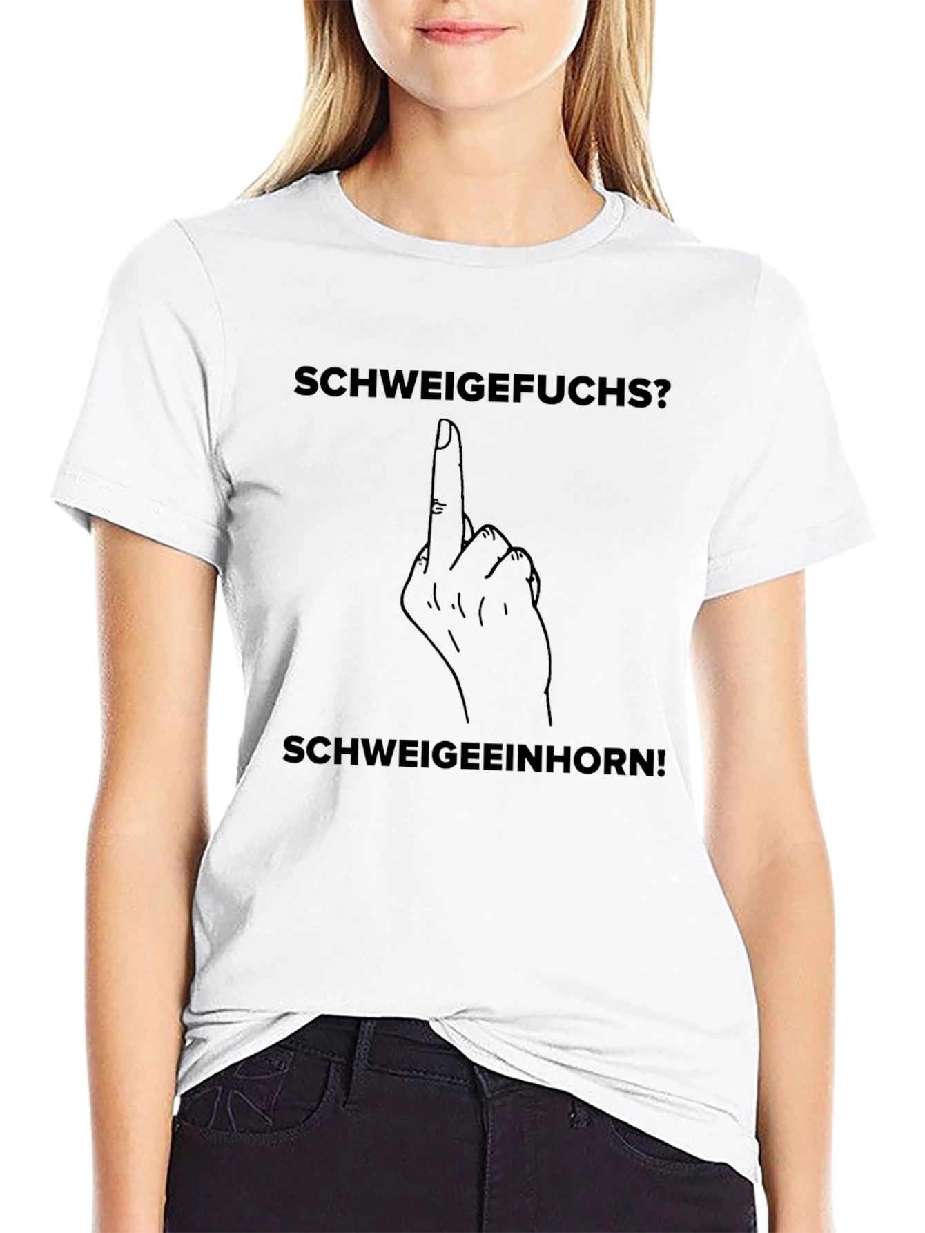 Schweigefuchs? Middle Finger T-Shirt - Black