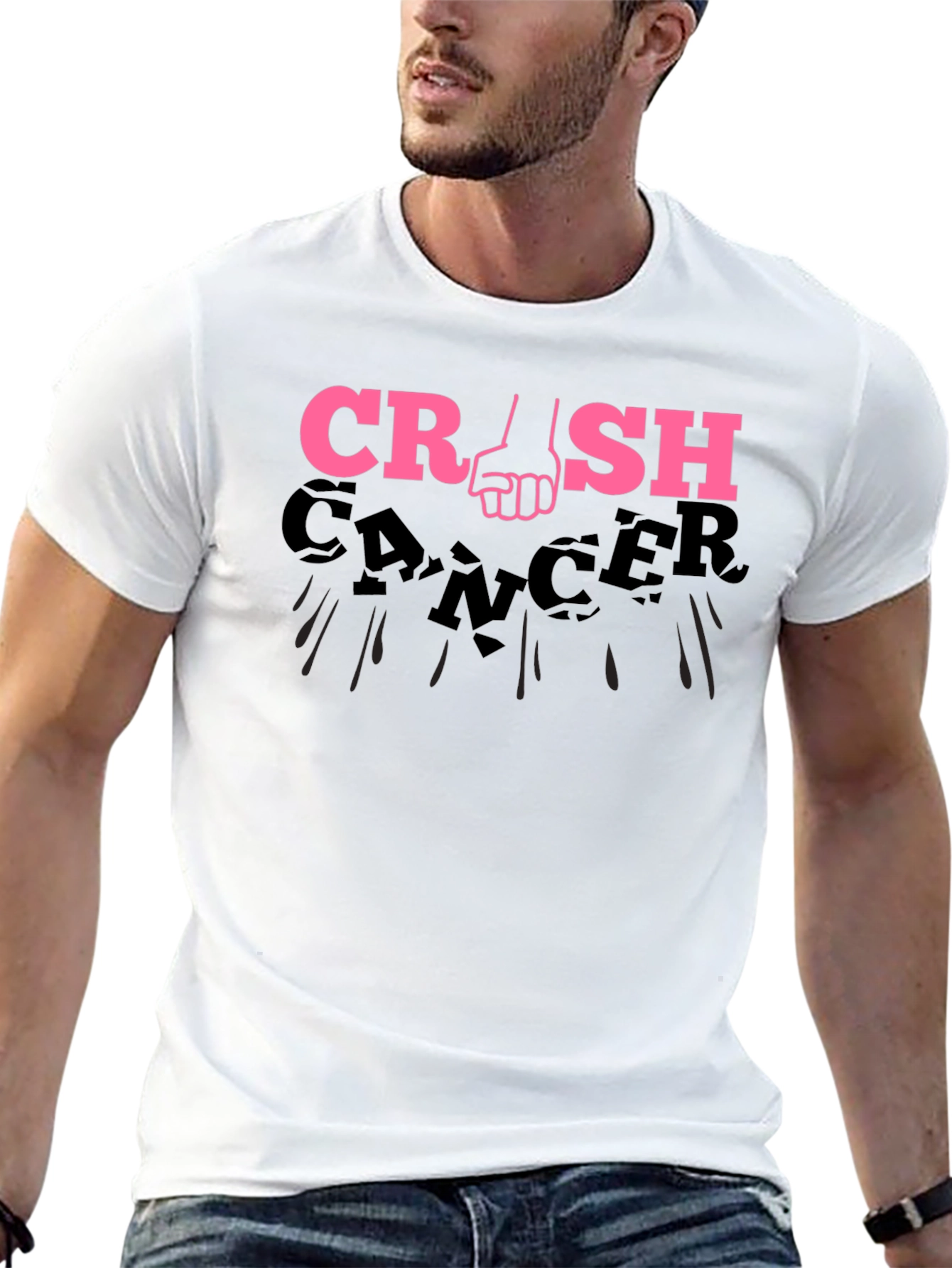 Crash Cancer T-Shirt: Powerful Pink Fist Design