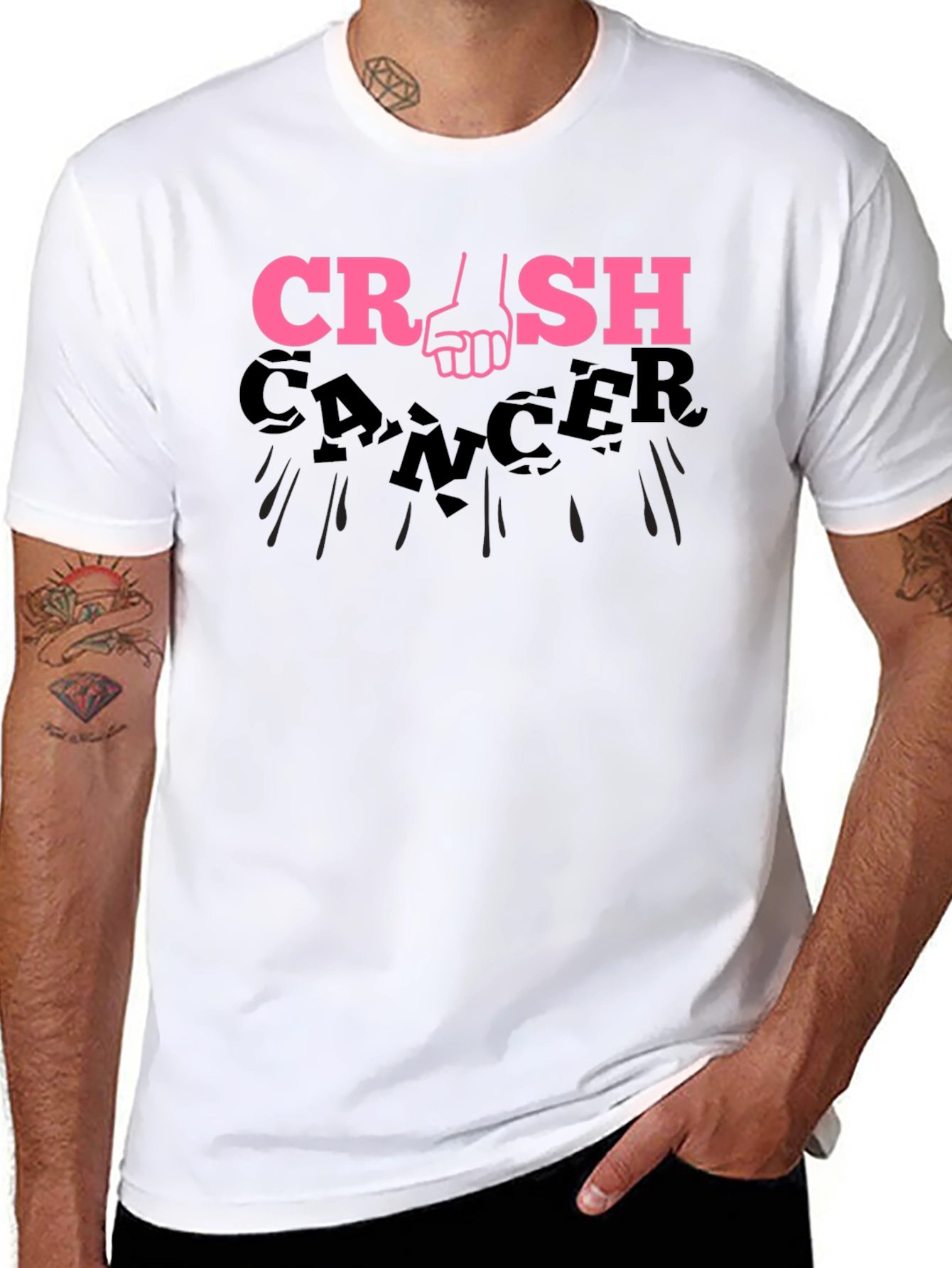 Crash Cancer T-Shirt: Powerful Pink Fist Design