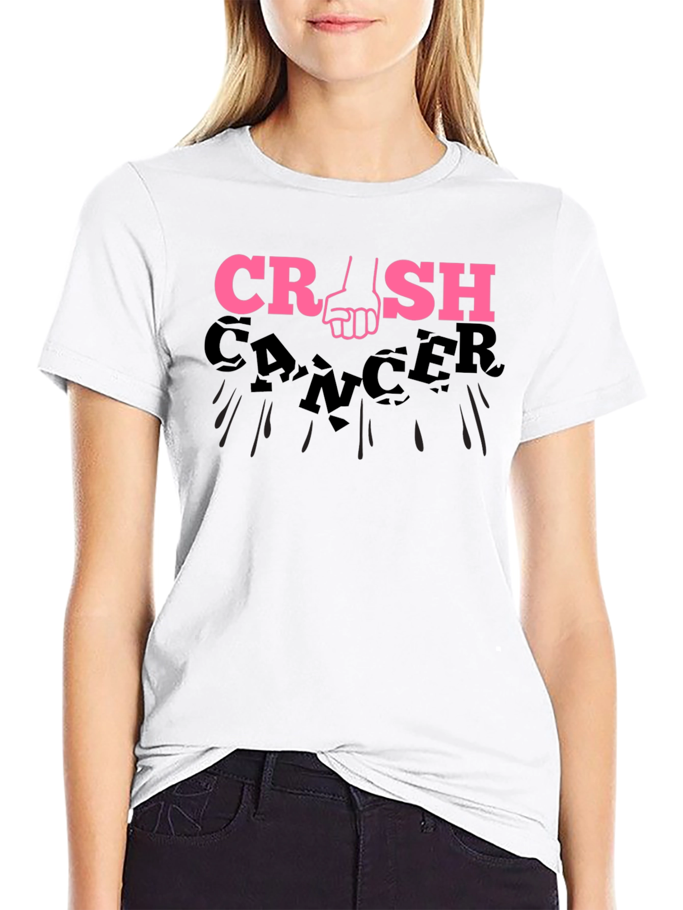 Crash Cancer T-Shirt: Powerful Pink Fist Design