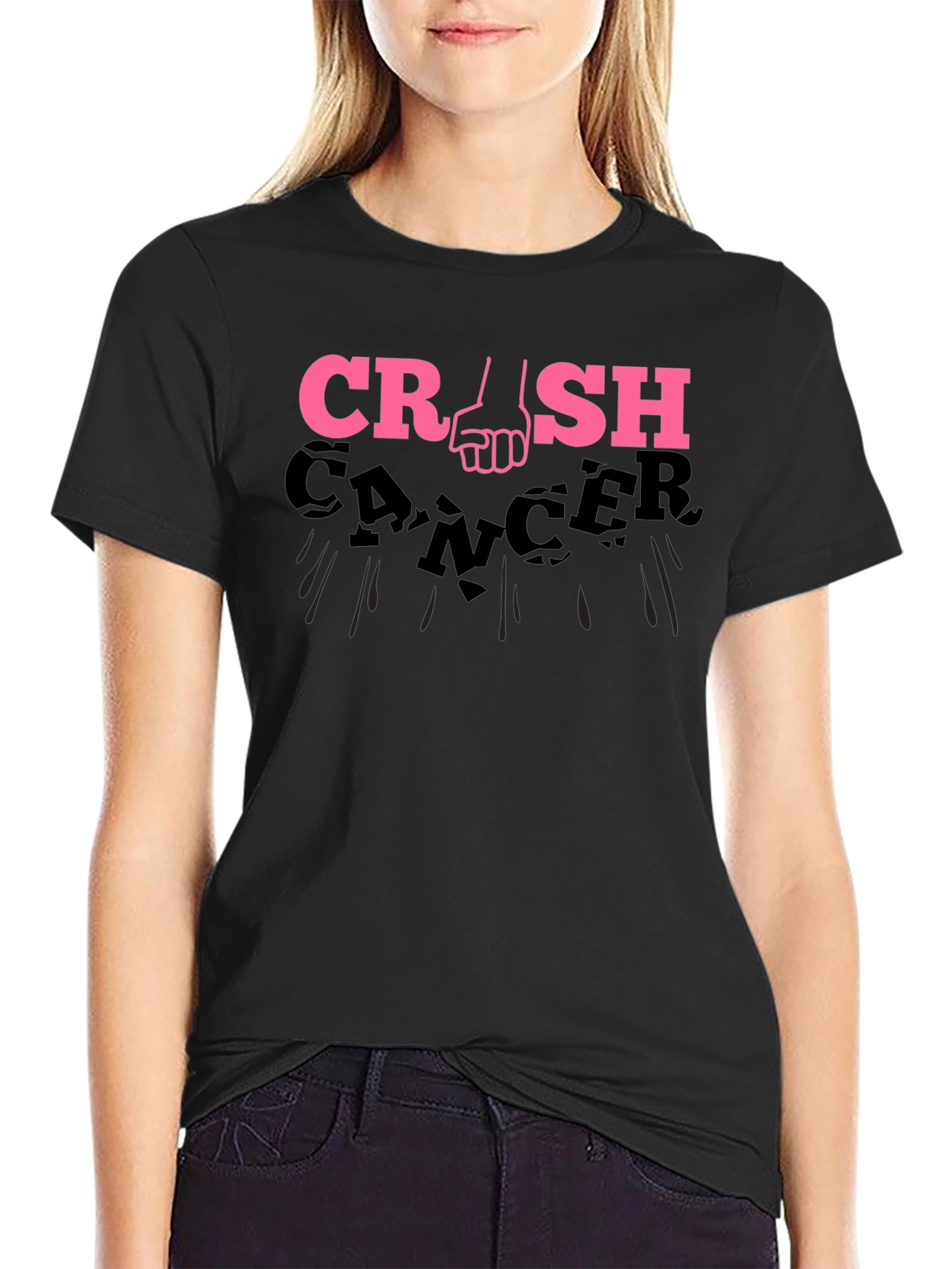 Crash Cancer T-Shirt: Powerful Pink Fist Design