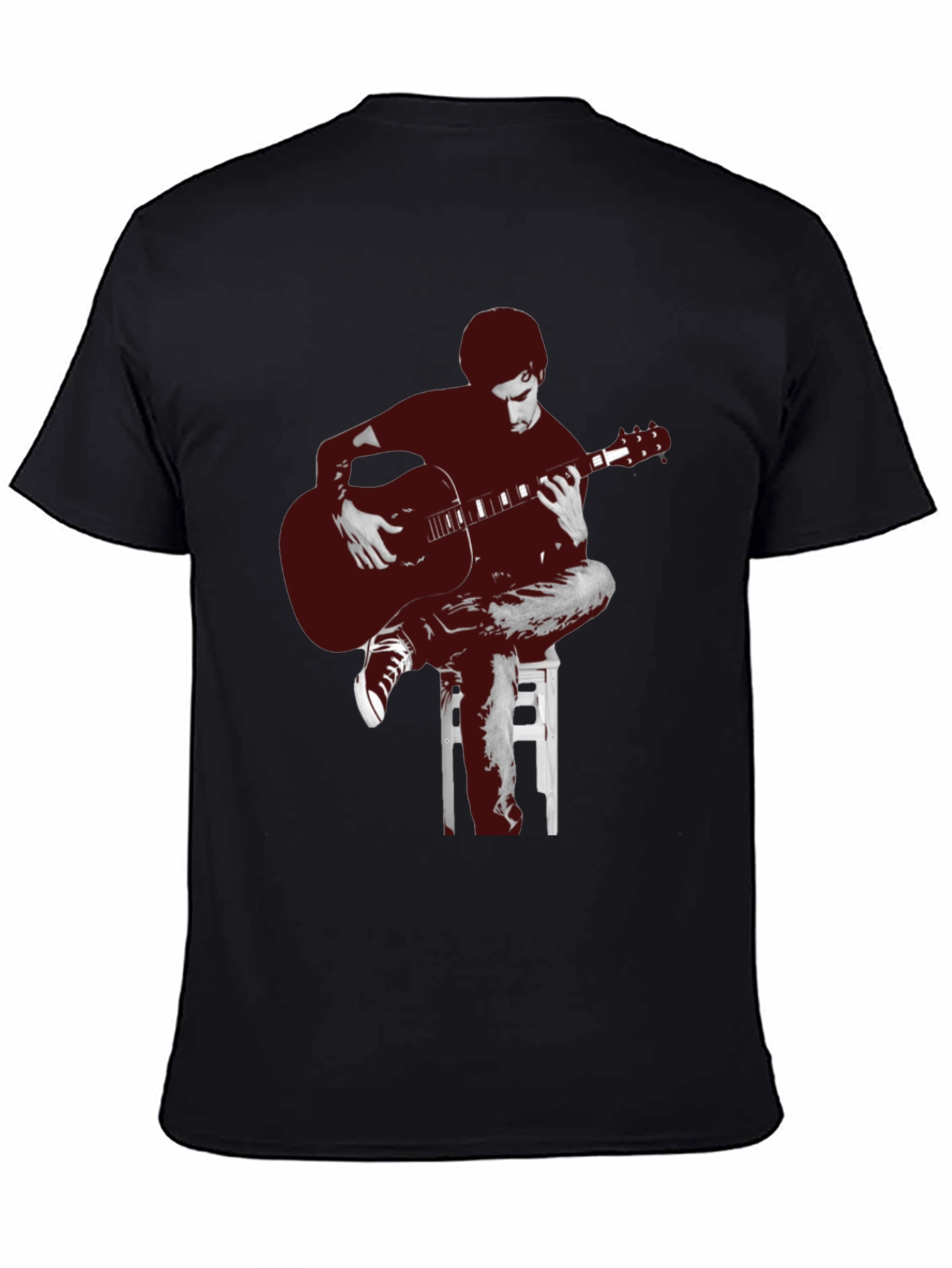 Guitar Player Graphic Tee - Unisex Black T-Shirt